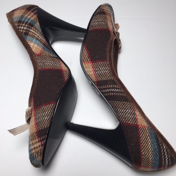 Street Feet Pumps, Plaid,  Brown, Teal, Tan - 014 - Picture 2 of 8